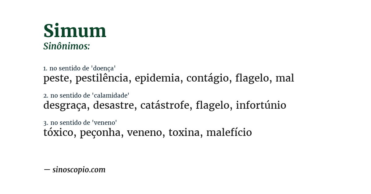 Sinônimo de simum