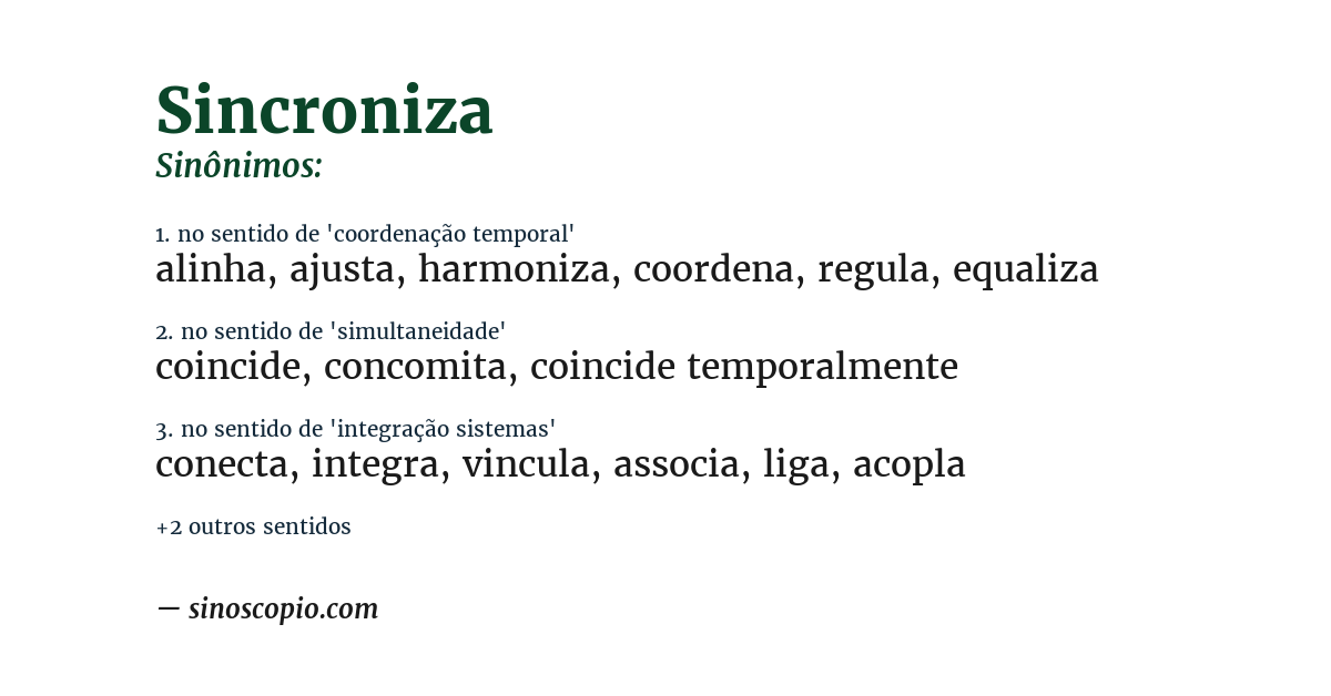 Sinônimo de sincroniza