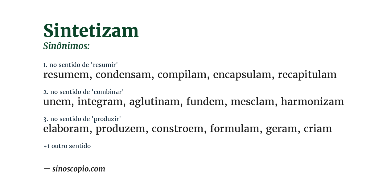 Sinônimo de sintetizam