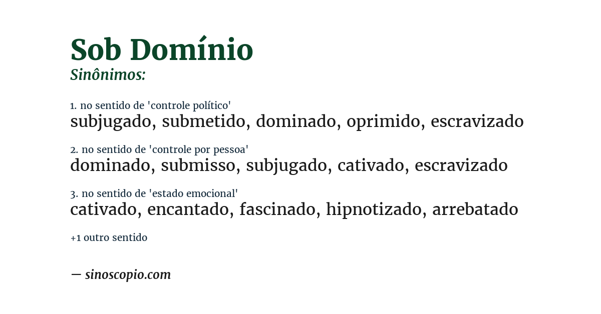 Sinônimo de sob domínio