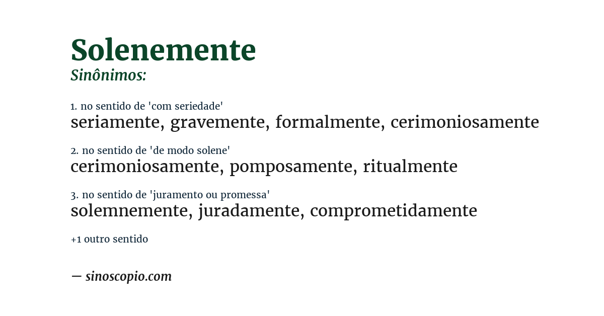 Sinônimo de solenemente