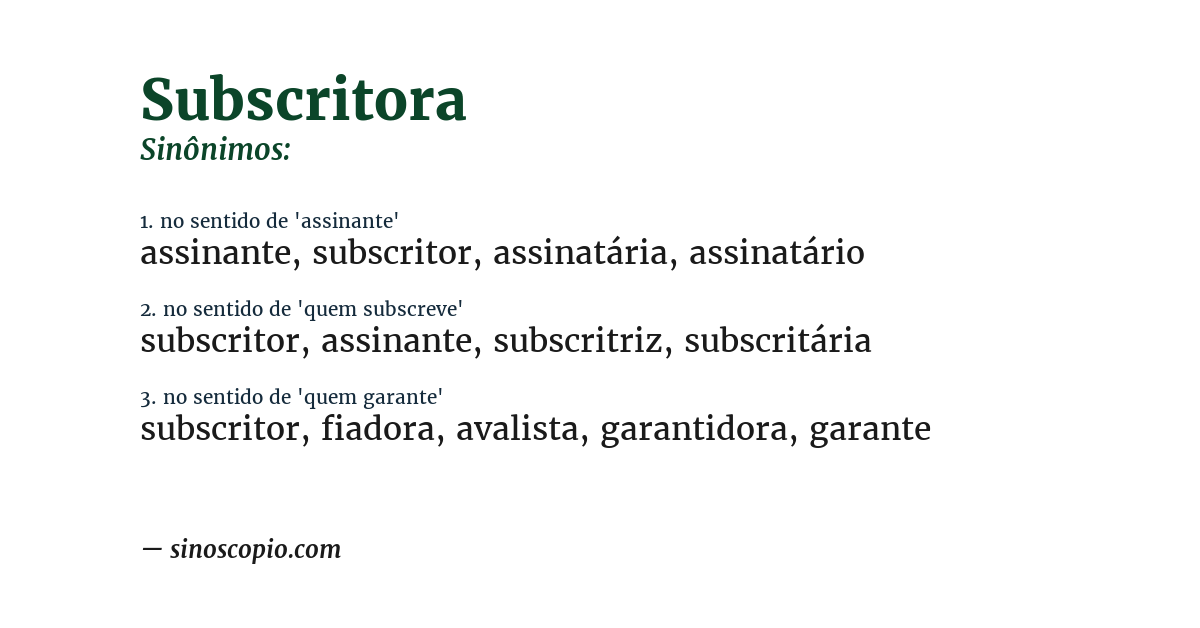 Sinônimo de subscritora