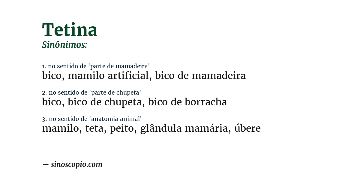 Sinônimo de tetina