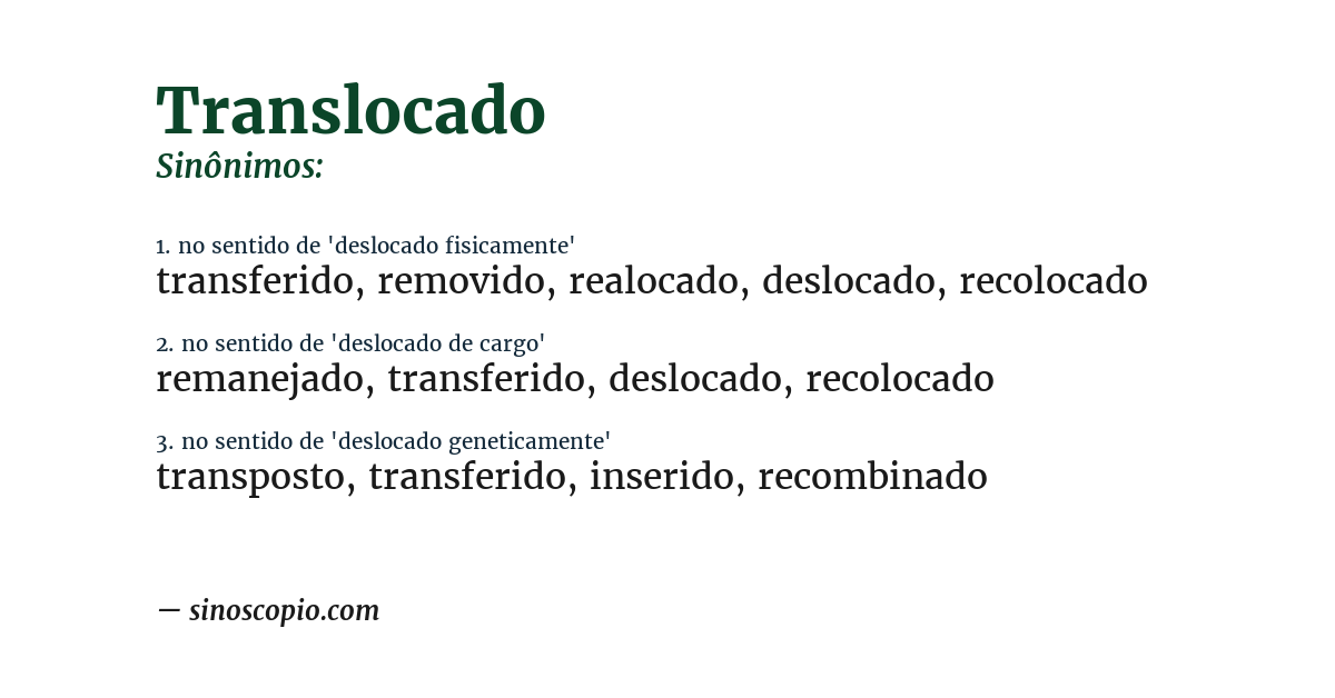 Sinônimo de translocado