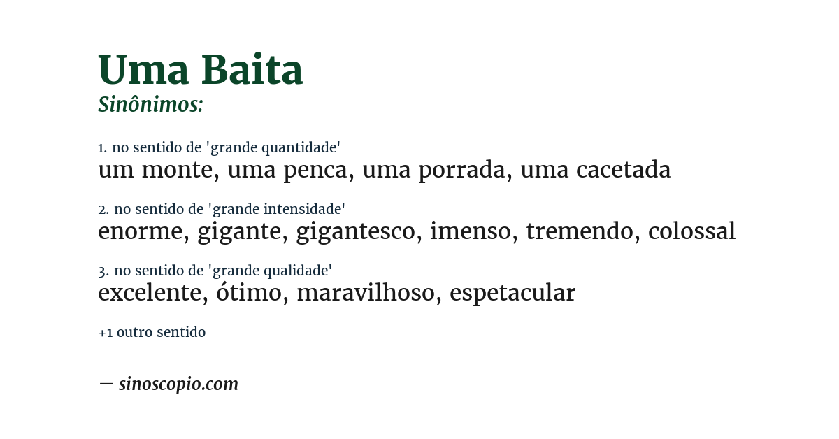 Sinônimo de uma baita