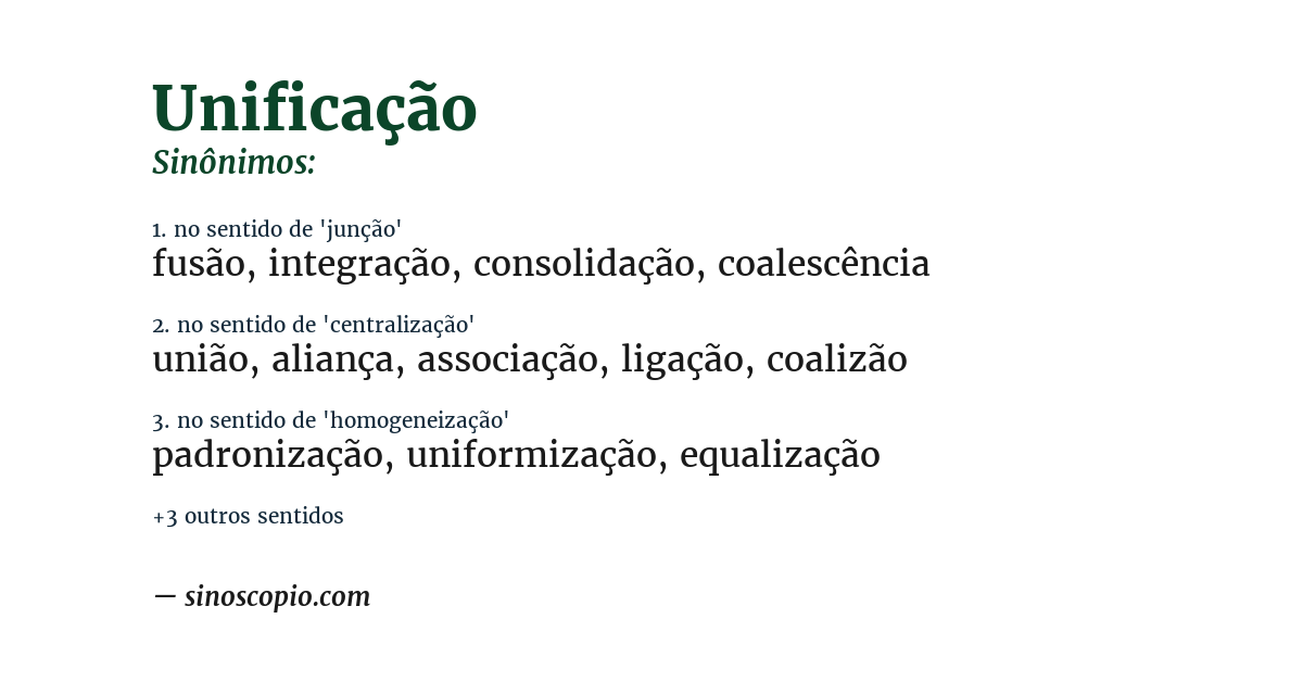 Sinônimo de unificação