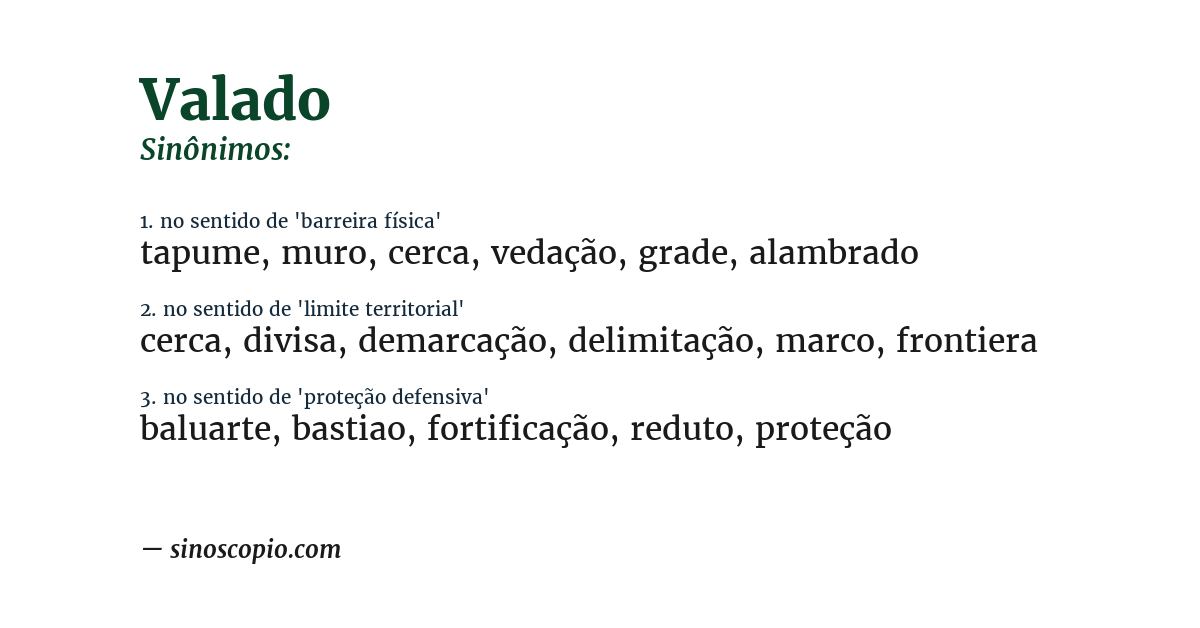 Sinônimo de valado
