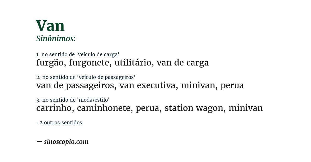 Sinônimo de van