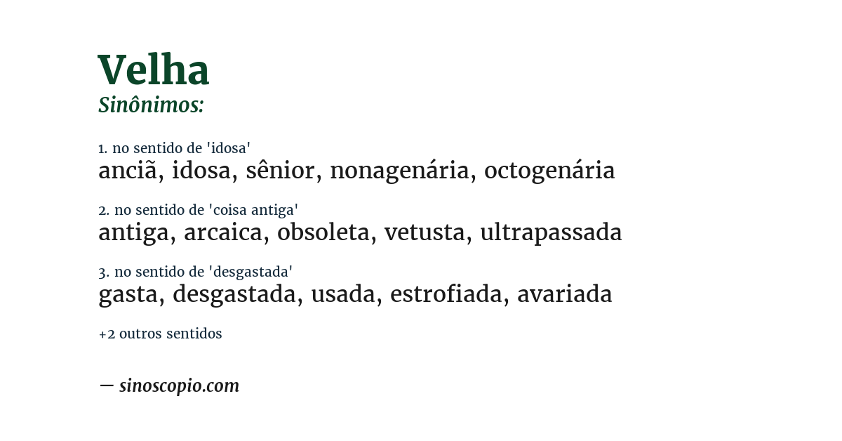 Sinônimo de velha