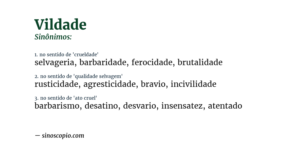 Sinônimo de vildade