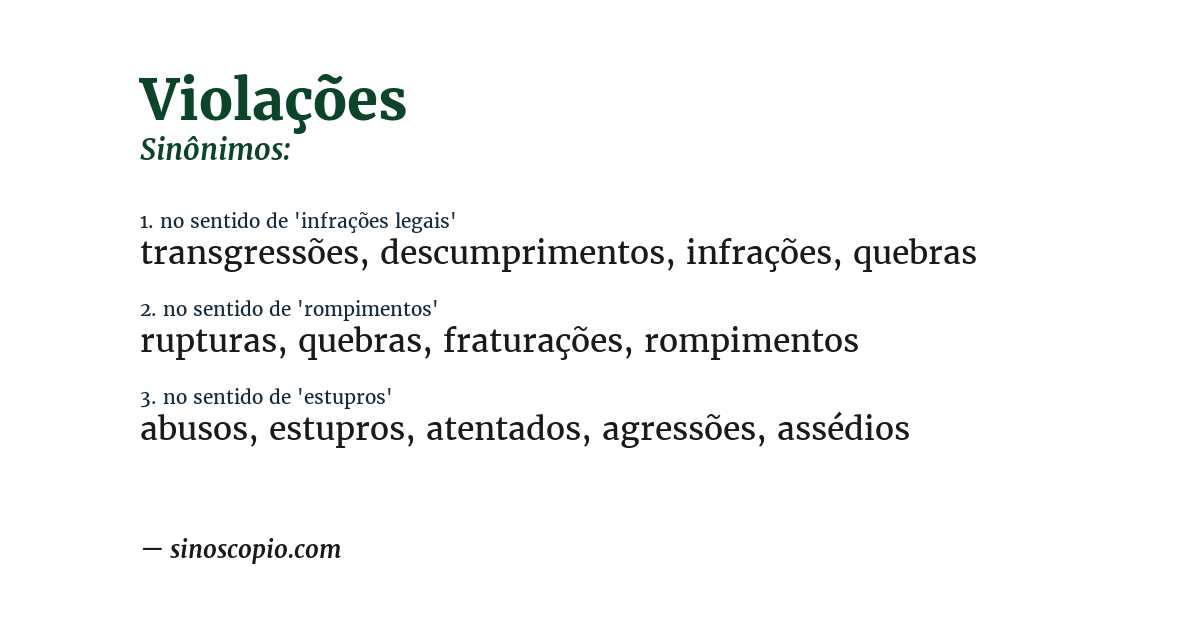 Sinônimo de violações