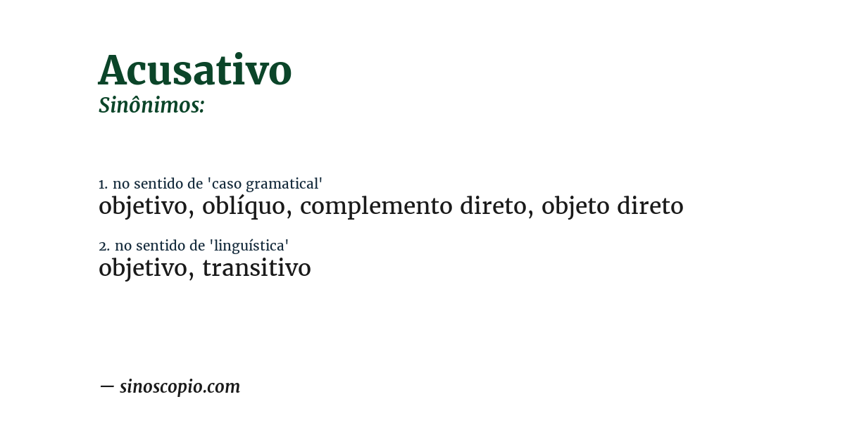 Sinônimo de acusativo