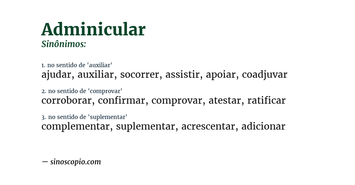 Sinônimo de adminicular