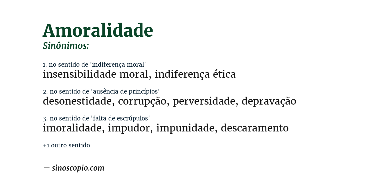 Sinônimo de amoralidade