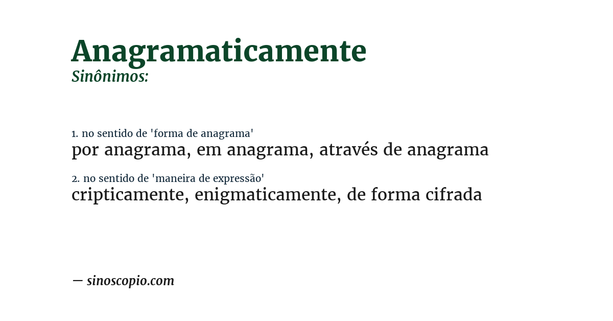 Sinônimo de anagramaticamente