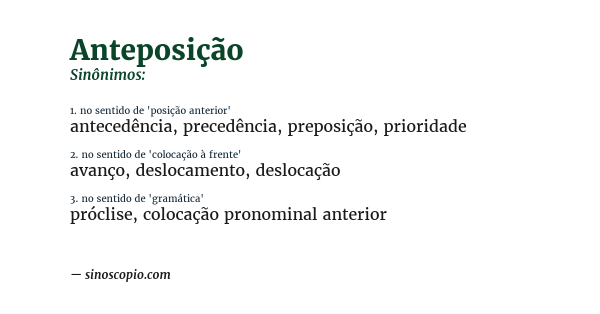 Sinônimo de anteposição
