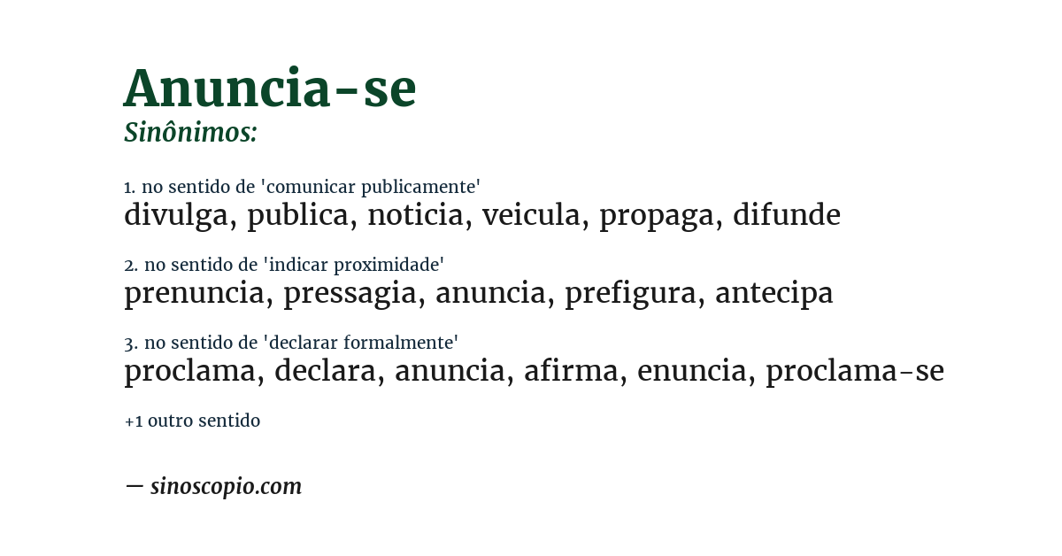 Sinônimo de anuncia-se
