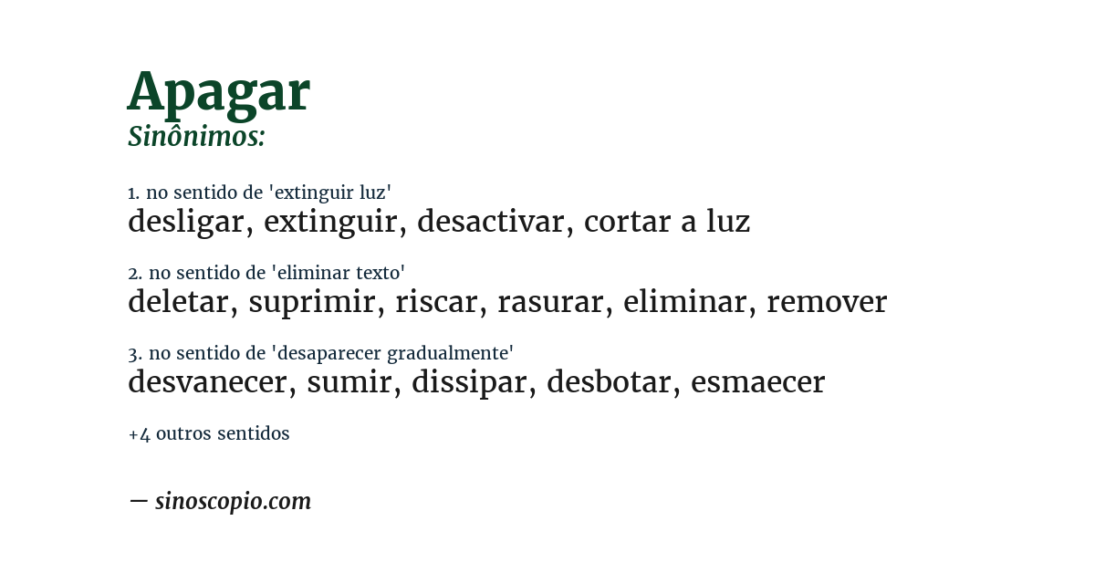 Sinônimo de apagar