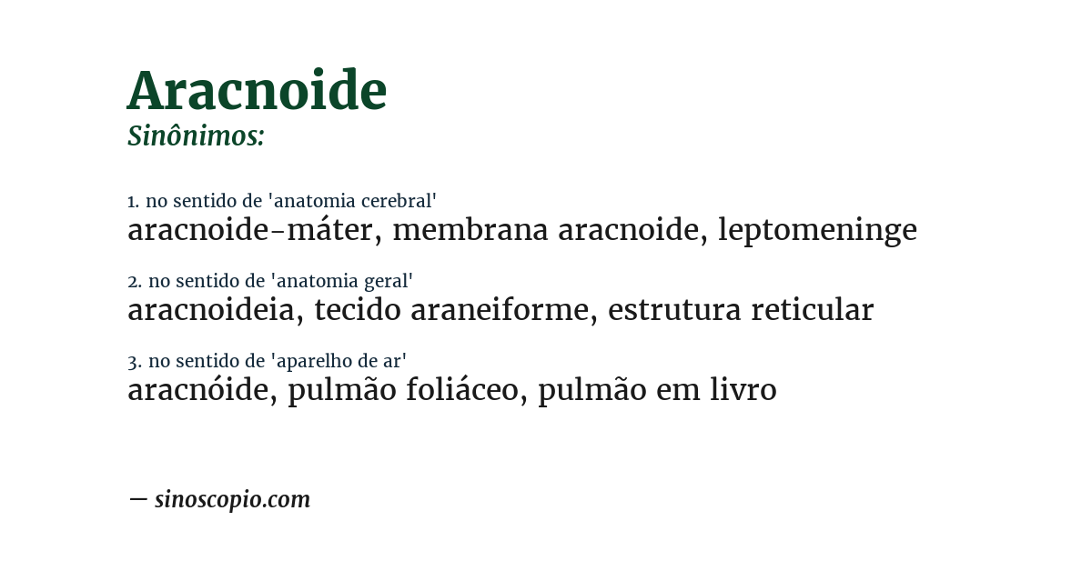 Sinônimo de aracnoide