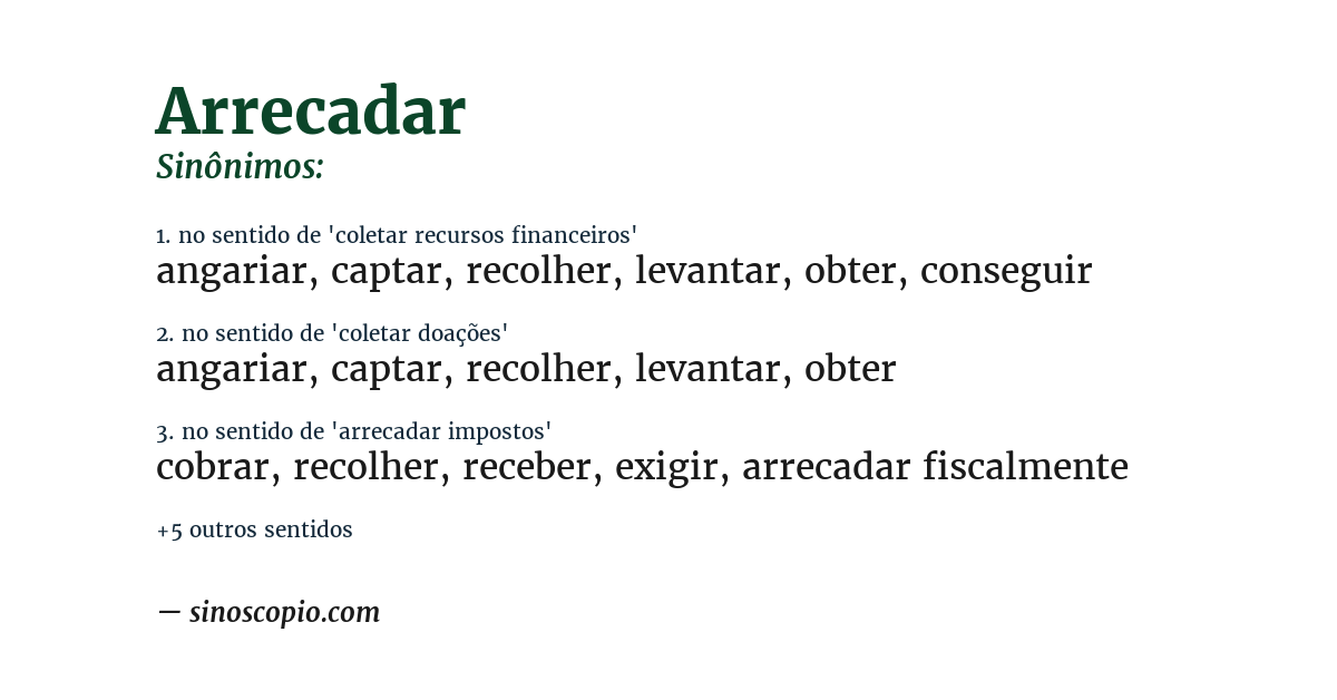 Sinônimo de arrecadar