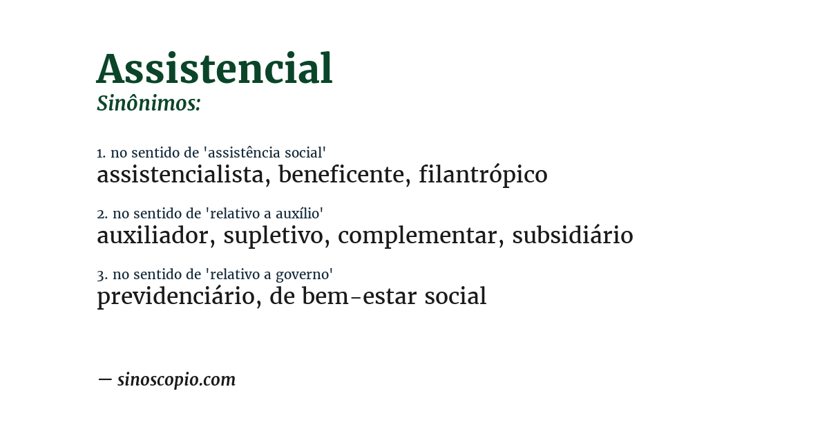 Sinônimo de assistencial