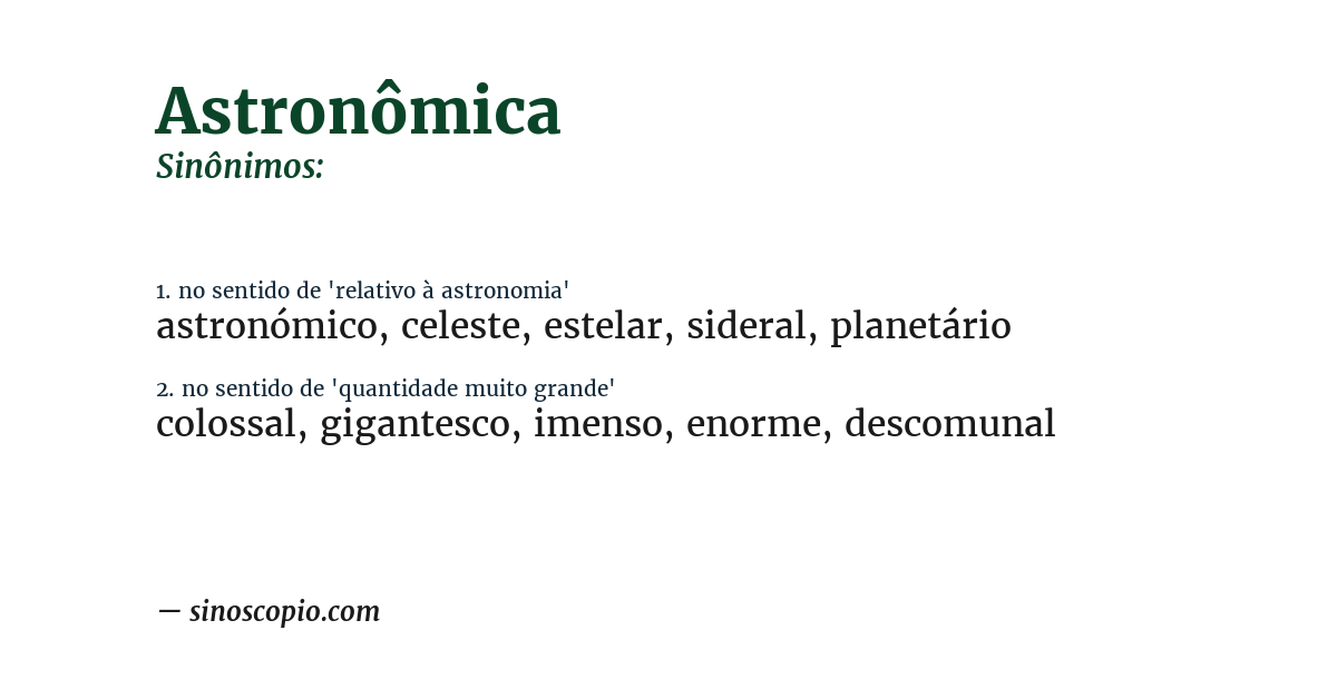 Sinônimo de astronômica
