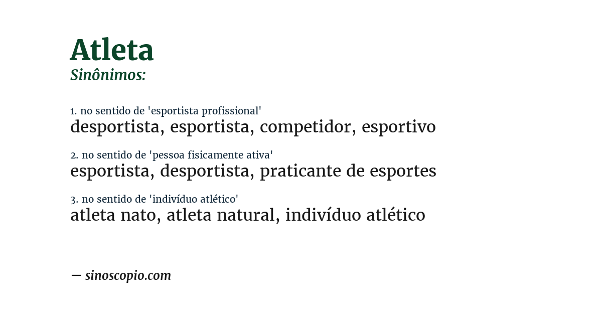 Sinônimo de atleta