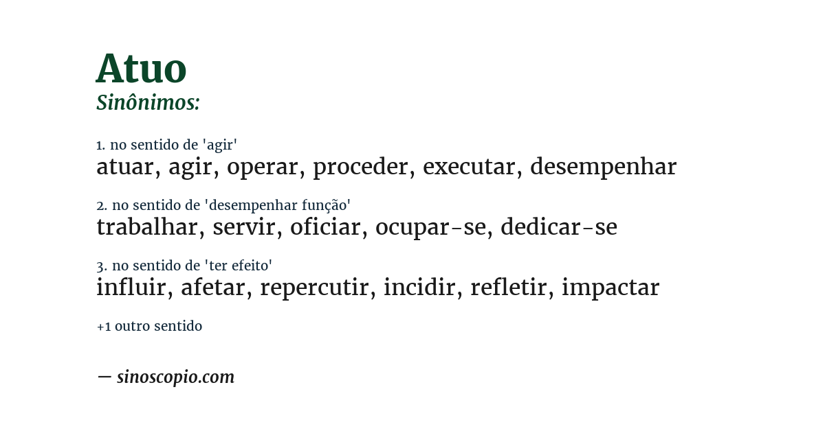 Sinônimo de atuo