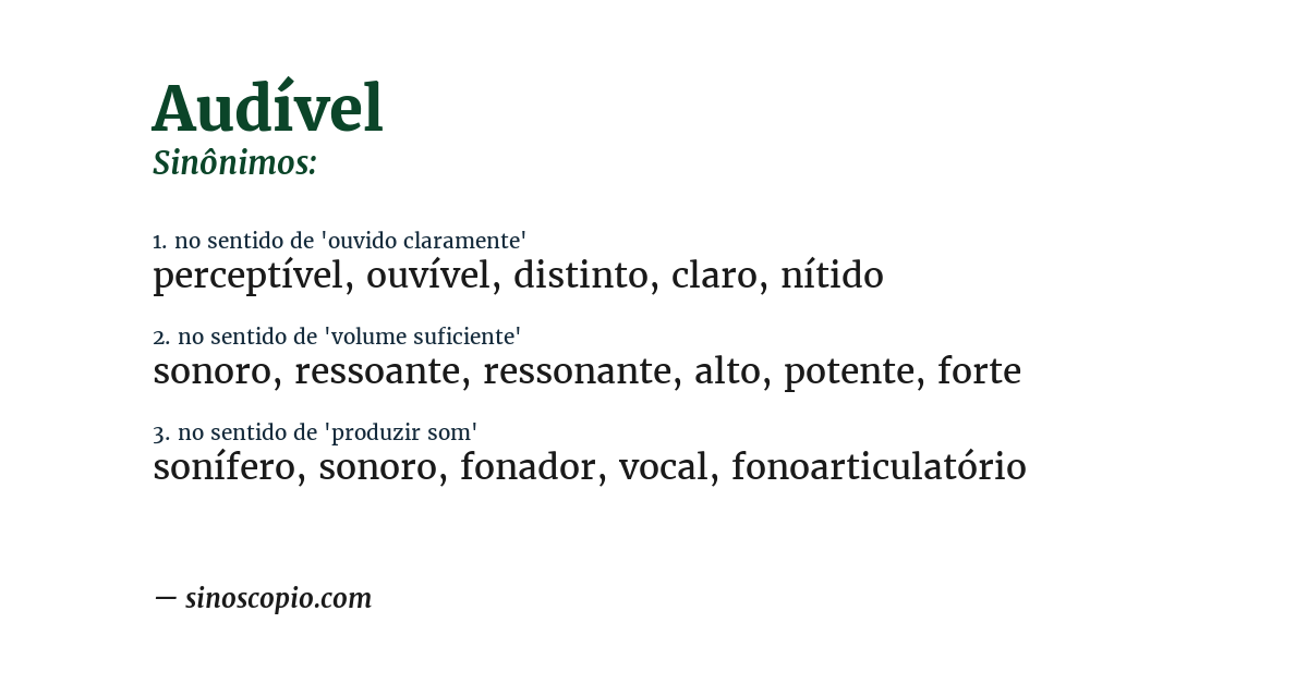 Sinônimo de audível