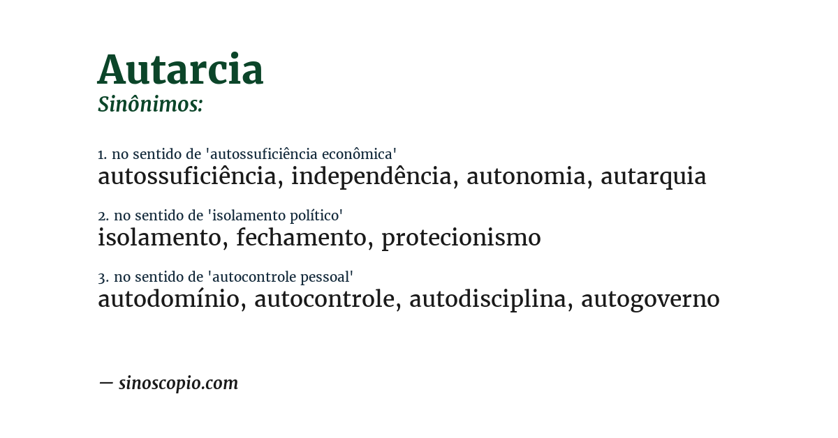 Sinônimo de autarcia