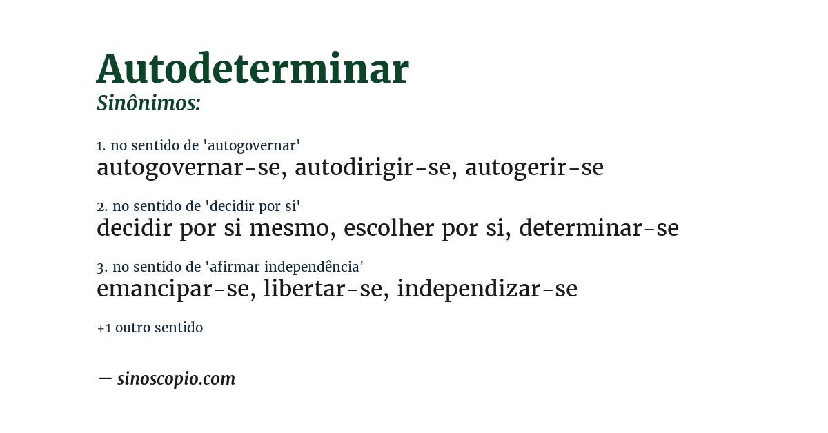 Sinônimo de autodeterminar