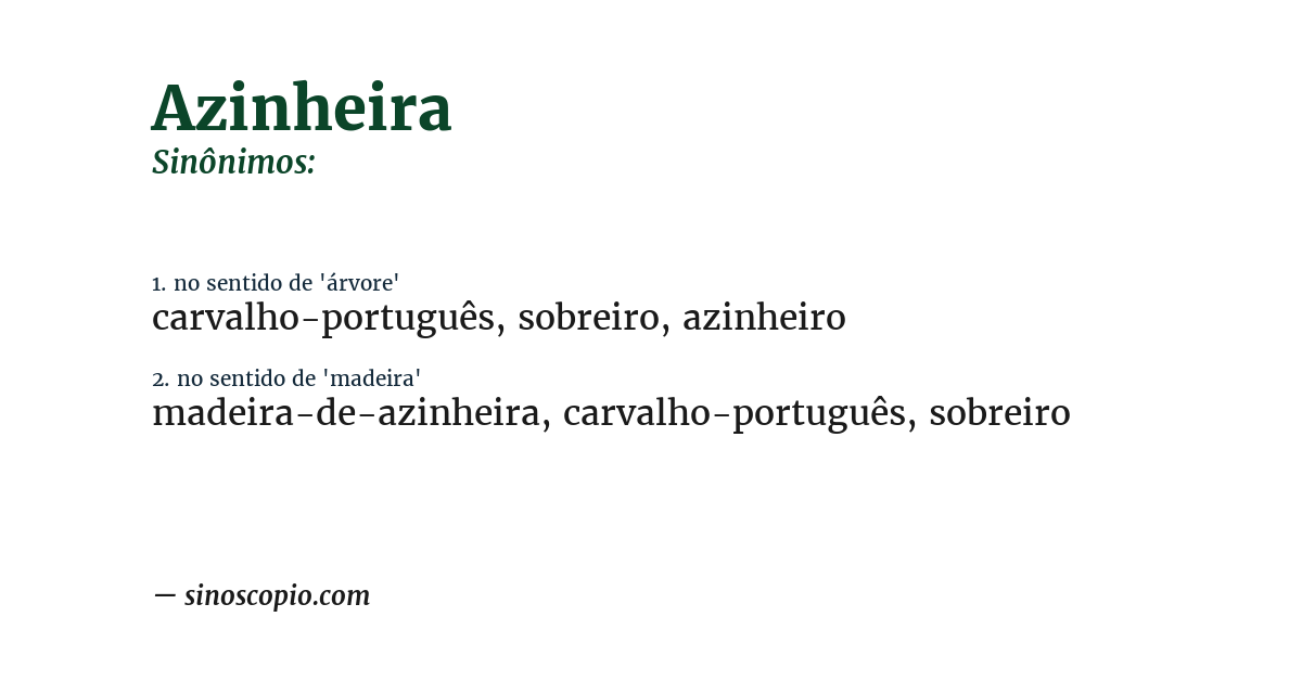Sinônimo de azinheira