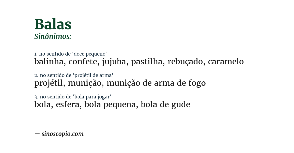 Sinônimo de balas