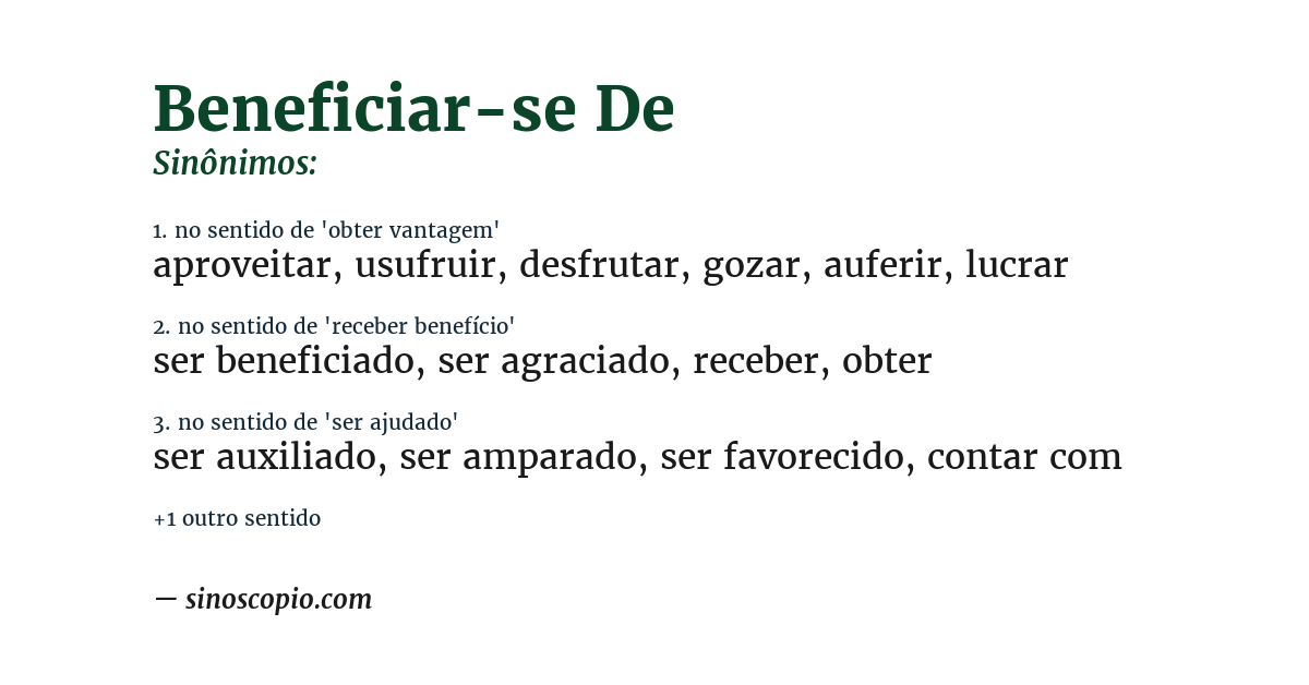 Sinônimo de beneficiar-se de