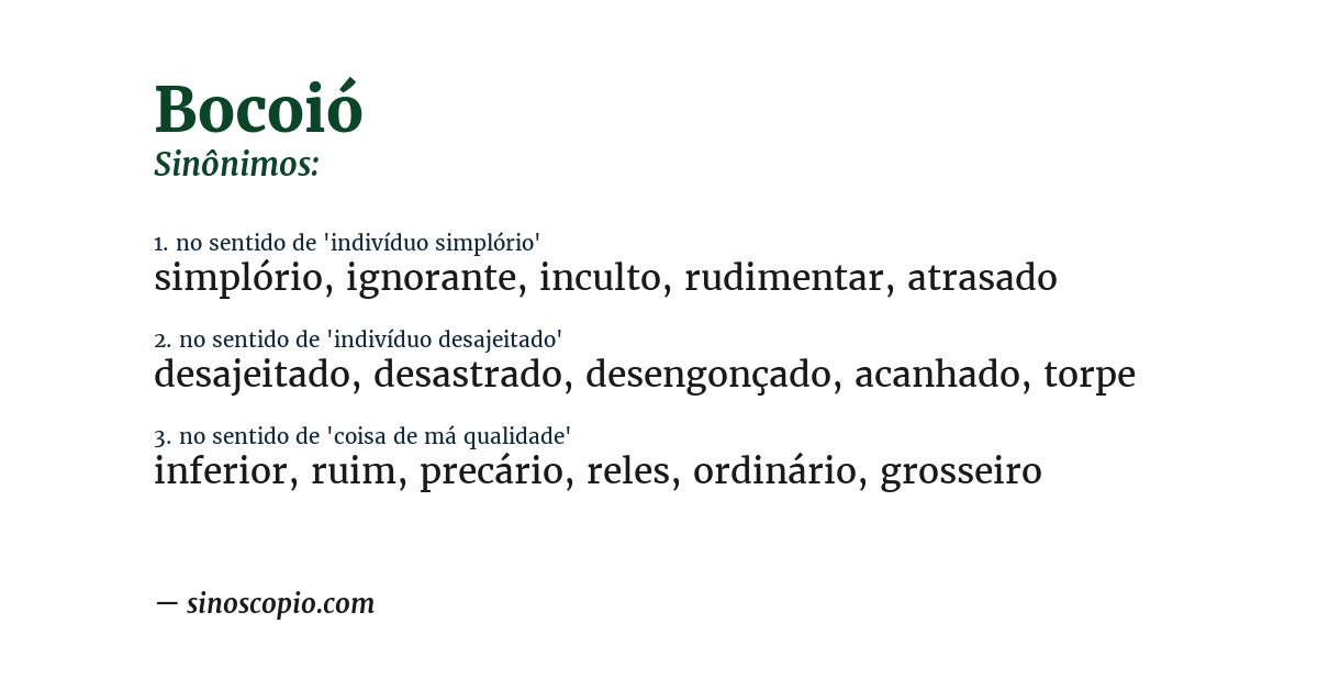 Sinônimo de bocoió
