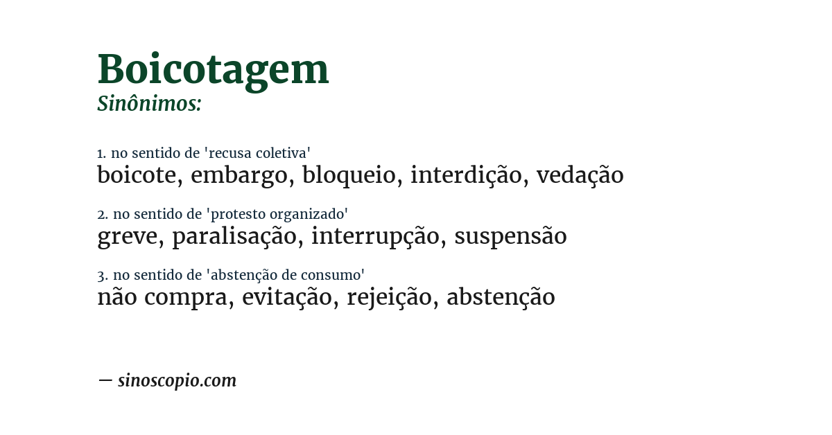Sinônimo de boicotagem