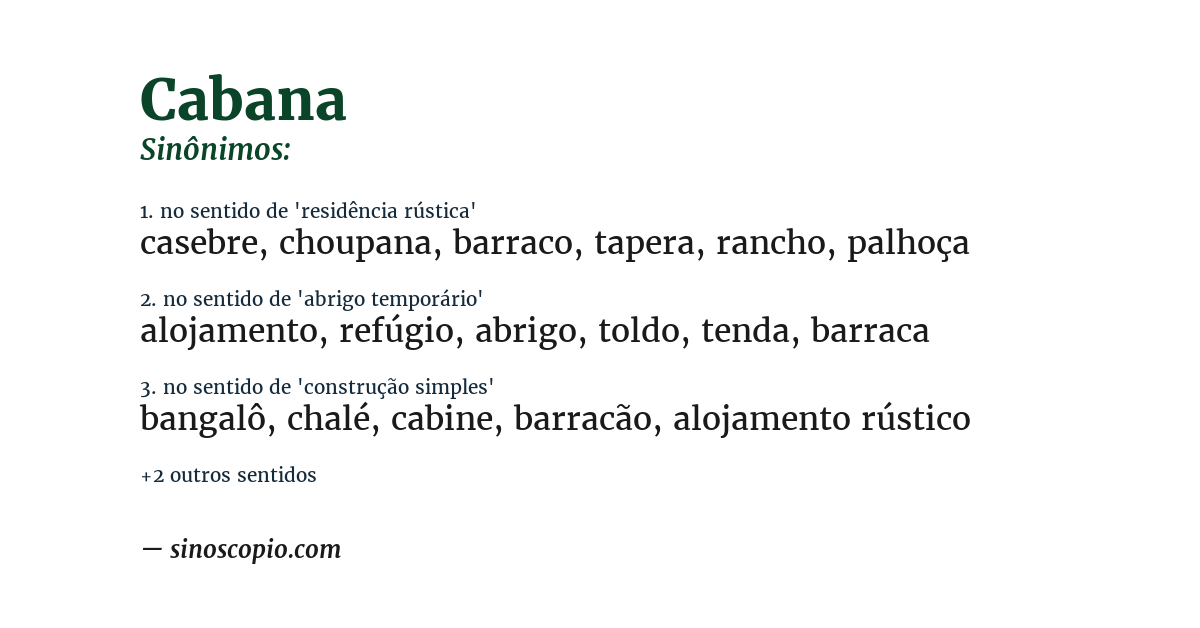 Sinônimo de cabana