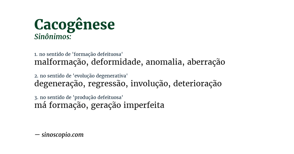 Sinônimo de cacogênese