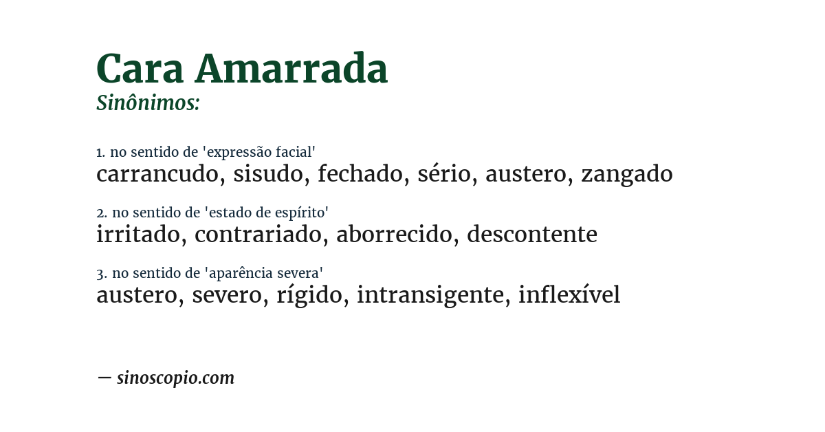 Sinônimo de cara amarrada