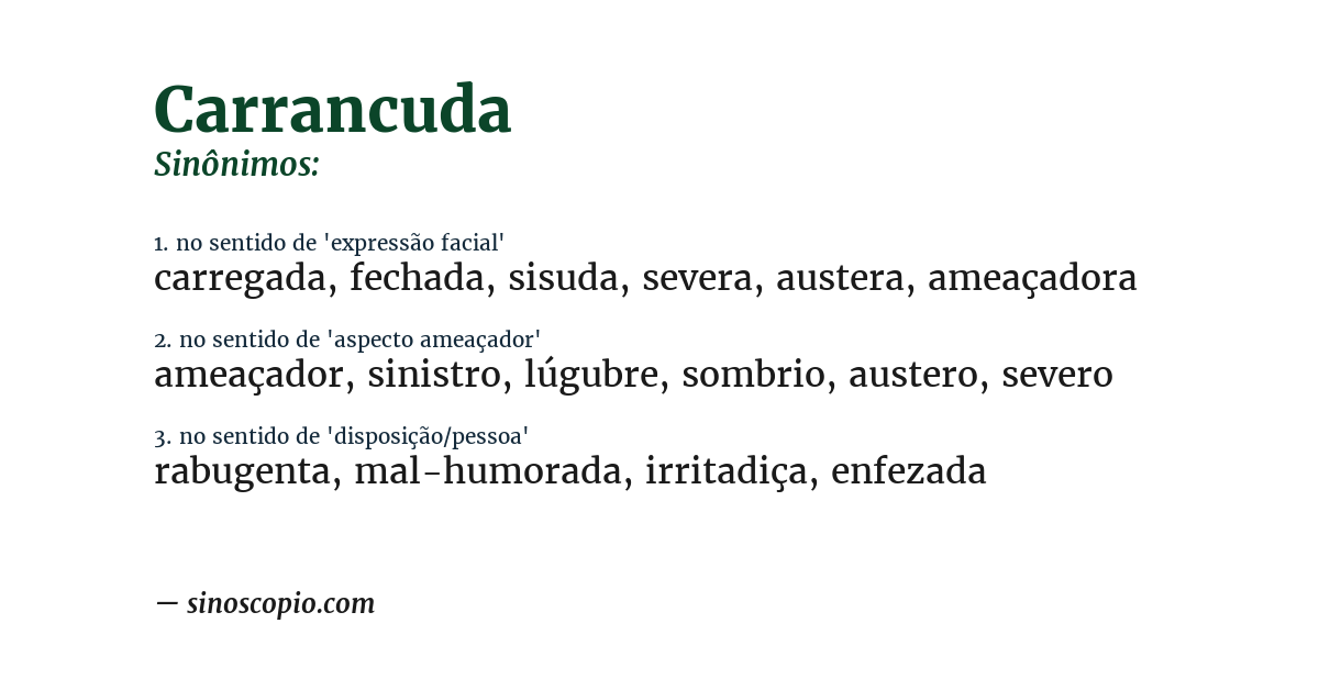 Sinônimo de carrancuda