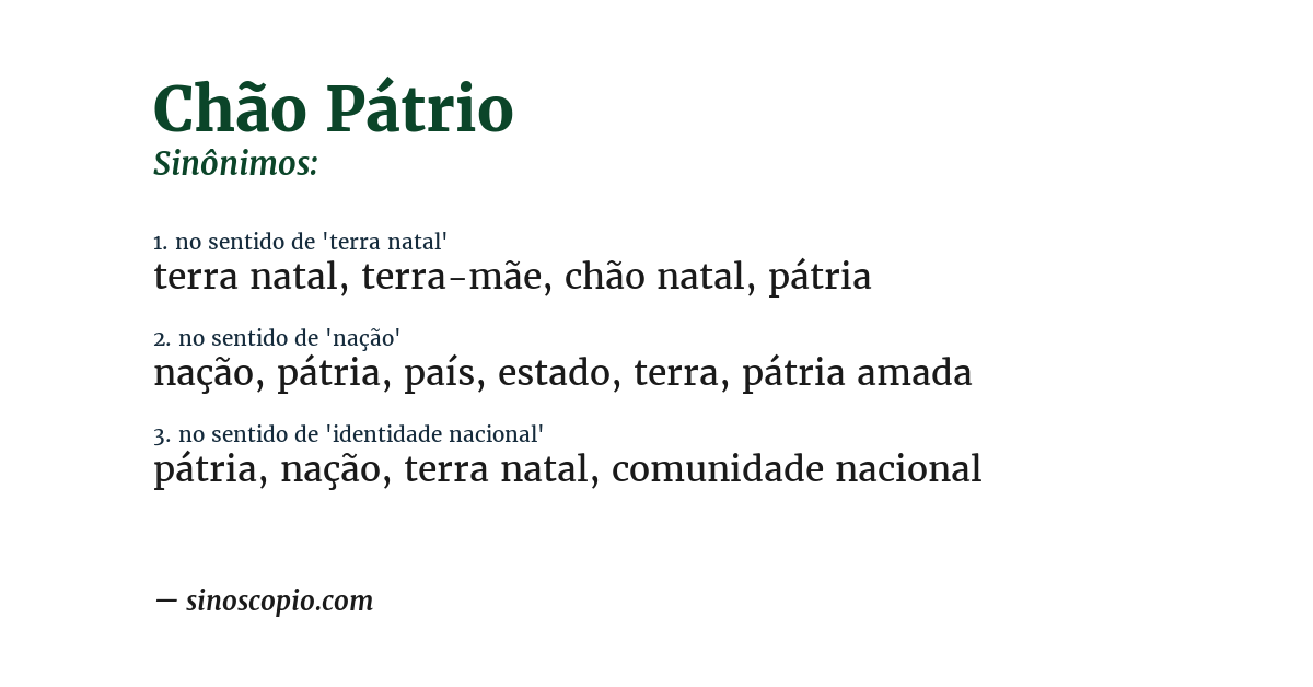 Sinônimo de chão pátrio