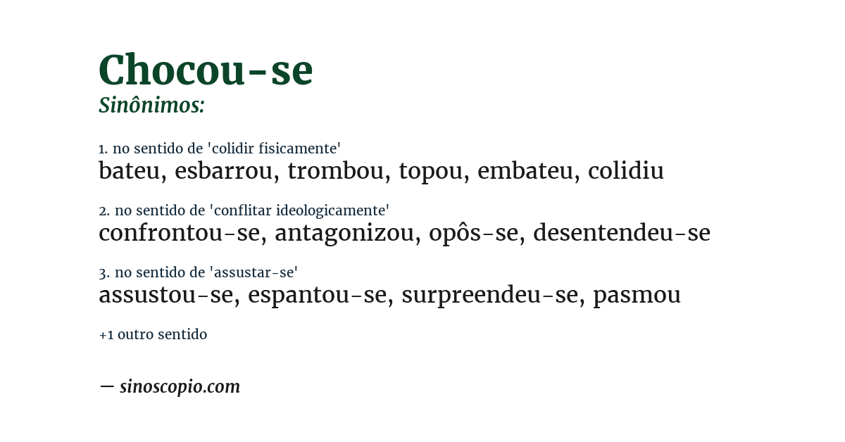 Sinônimo de chocou-se