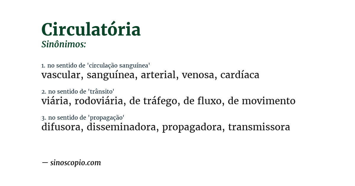 Sinônimo de circulatória