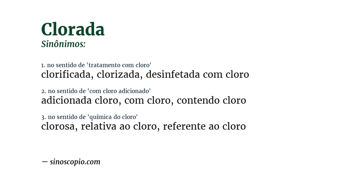 Sinônimo de clorada