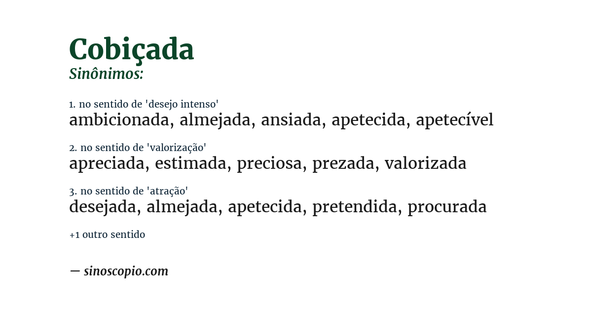 Sinônimo de cobiçada