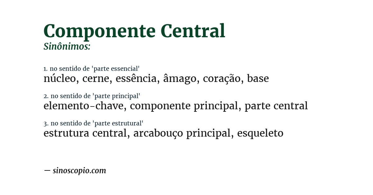 Sinônimo de componente central
