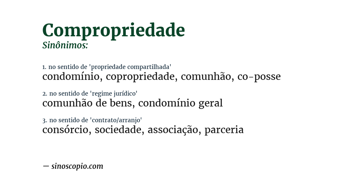 Sinônimo de compropriedade
