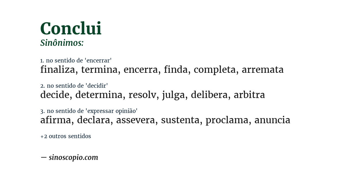 Sinônimo de conclui