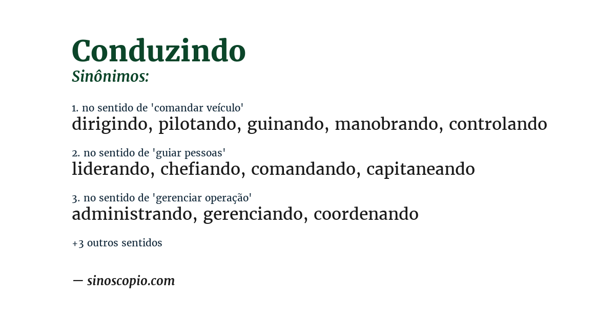 Sinônimo de conduzindo