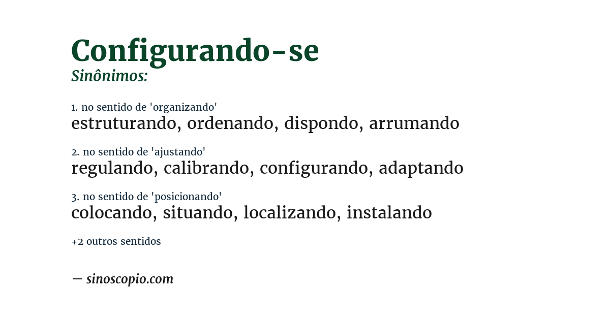 Sinônimo de configurando-se